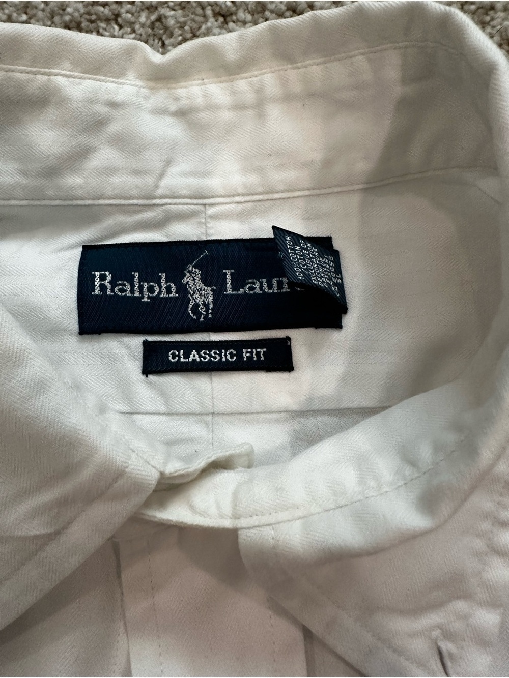 Ralph Lauren White Button-Down Oxford Shirt with Navy Pony - Picture 2 of 3